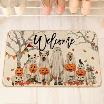 Хэллоуин Тыква Придверный коврик Уличный Входная дверь Кухня Прихожая Напольный коврик Хэллоуин Декоративный Осенний декор One Size