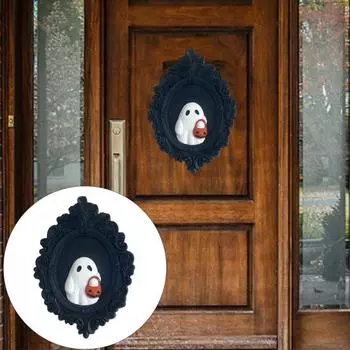 Хэллоуин тыква привидение настенное украшение домашний офис гостиная настенное искусство жуткий готический призрак смоляная статуя скульптура дверь настенное украшение чёрный