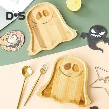 Хэллоуин Тыква Призрак Деревянная Тарелка Многофункциональная Сыр Хлеб Колбаска Мясо Сырная Закуска Еда Сервировка Ужин Блюдо Поднос Кухонные Принадлежности Для Вечеринки
