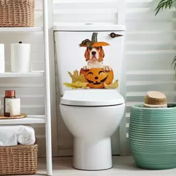 Хэллоуин тыква стикер для унитаза водостойкая самоклеящаяся сильная липкость яркий цвет стикер на стену в ванной комнате декор для унитаза Dog