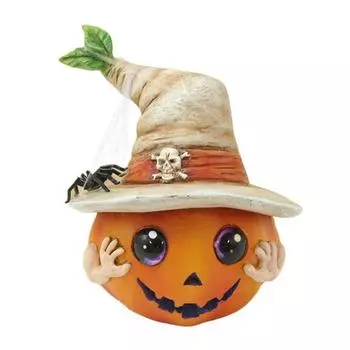 Хэллоуин Тыква Украшение Жуткая Полимерная Статуэтка Тыквы в Шляпе Паук Череп для Хэллоуина Домашний Настольный Декор pumpkin