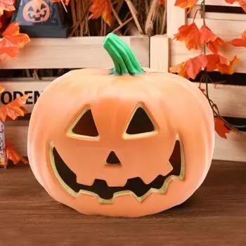 Хэллоуин тыквенная лампа жуткий теплый свет на батарейках фонарь в форме тыквы для украшения дома оранжевый