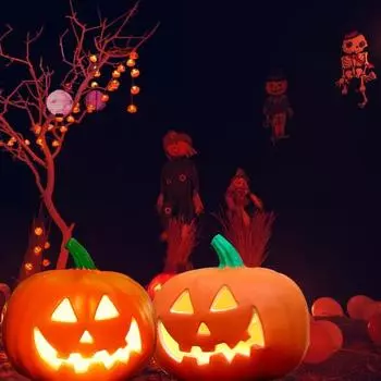 Хэллоуин тыквенная лампа жуткий теплый свет на батарейках фонарь в форме тыквы для украшения дома оранжевый