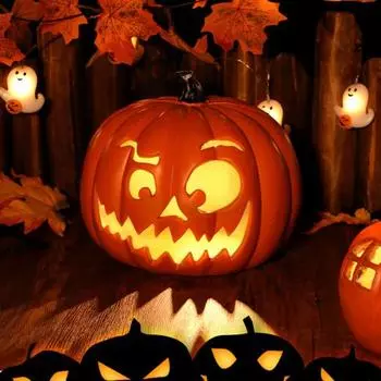 Хэллоуин Тыквенный Фонарь Свет Страшное Лицо Тыквенная Лампа Реалистичные Открытые Украшения Хэллоуина для Крыльца, Газона и Сада B