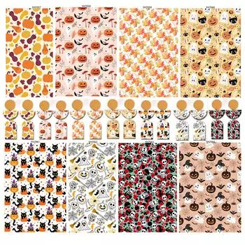 Хэллоуин тыквы череп летучая мышь глина переводная бумага водорастворимая переводная бумага для глины серьги ожерелье изготовление ювелирных изделий 63