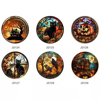 Хэллоуин Украшение для домашней вечеринки Витражный Замок ужасов Кот Статические ПВХ наклейки на стекло окна Без клея Декоративные JD126