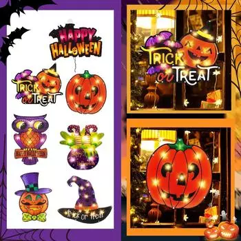 Хэллоуин украшение передней двери световой знак подвеска светодиодный светильник для внутреннего и наружного украшения двора One Size