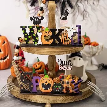 Хэллоуин, Украшение стола, Деревянный знак, Украшения из букв One Size