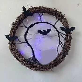 Хэллоуин Украшение Венок Светящиеся Аксессуары Украшения Жуткая Вечеринка Со Светящейся Гирляндой Для Стены Входной Двери
