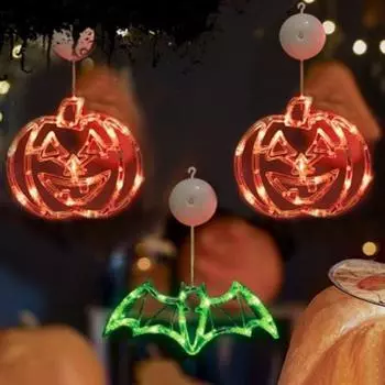 Хэллоуин украшения для окон тыква летучая мышь ведьма череп свет на батарейках A