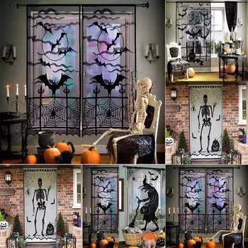 Хэллоуин украшения двери занавес висит скелет летучая мышь паутина ведьма призрак Skeleton