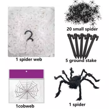 Хэллоуин Украшения Паутина Паучий Шелк Хлопок Настоящий Большой Паук Бар Сцена Макет Реквизит One Size