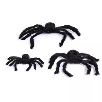 Хэллоуин Уличное паутинное плюшевое украшение 20 Black Spiders 4.5x4.5cm чёрный