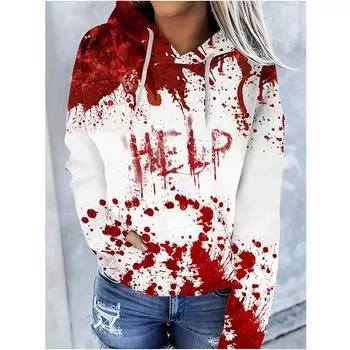 Хэллоуин ужас кровь 3D принт толстовки женские с длинным рукавом толстовка с капюшоном толстовки свободного покроя уличная одежда свитер женская одежда S