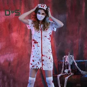 Хэллоуин Ужас Кровь Медсестра Костюм Женский Мужской Костюм Доктора Пара Праздник Террор Косплей Хэллоуин Ролевая Игра Костюм Mens L
