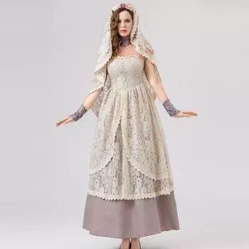 Хэллоуин ужас кружевное платье невесты вечеринка готический костюм призрак невесты косплей свадебное платье маскарад вампир зомби карнавал для женщин L