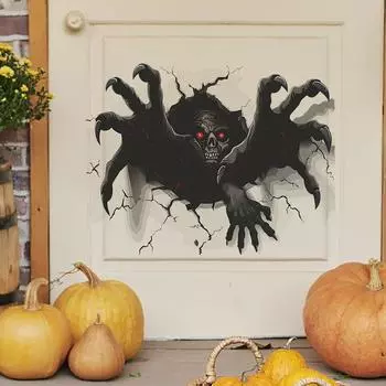Хэллоуин ужас сломанная стена череп праздничное украшение спальня гостиная украшения настенные наклейки 29*70CM*2PCS/fun-f174