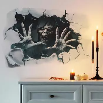 Хэллоуин Ужас Сломанная Стена Череп Спальня Гостиная Фон Декоративные Наклейки На Стены Самоклеящиеся 40*60CM/fun-e113