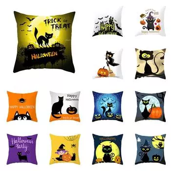 Хэллоуин ужас тыква черный кот принт наволочка дома гостиная диван украшения пледы наволочка 40X40CM
