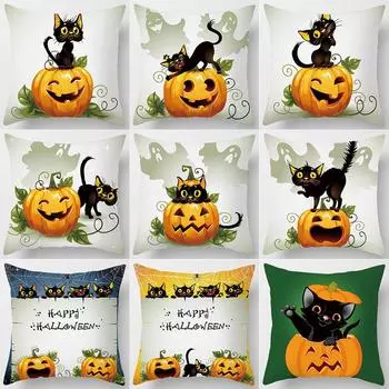Хэллоуин ужас тыква черный кот принт узор наволочка для дома гостиная диван украшение квадратная наволочка 40X40CM