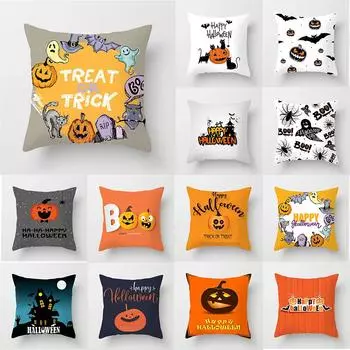 Хэллоуин Ужас Тыква Летучая мышь Принт Чехол Подушки Дом Гостиная Украшение Дивана Полиэстер Чехол Подушки 40X40CM