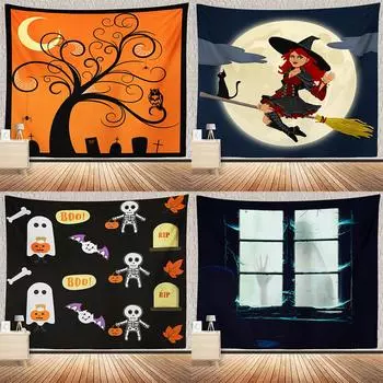 Хэллоуин ужас тыква ведьма принт гобелен потолок дома гостиная спальня украшение стены ужас узор гобелен 230x180 см 100x75cm