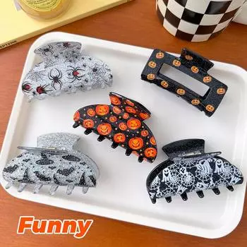 Хэллоуин ужас волосы коготь для женщин девочек креативный тыква призрак паук заколка для волос смешной акула заколка универсальные аксессуары для волос