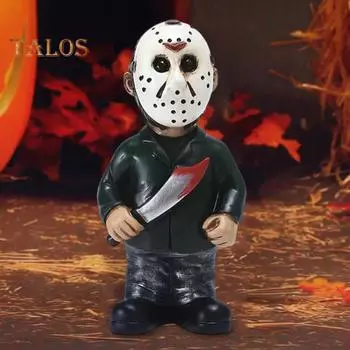 Хэллоуин ужасов фильм персонаж фигурка Белое лицо человек смерть смоляная статуя скульптура открытый сад домашний офис настольное украшение орнамент C