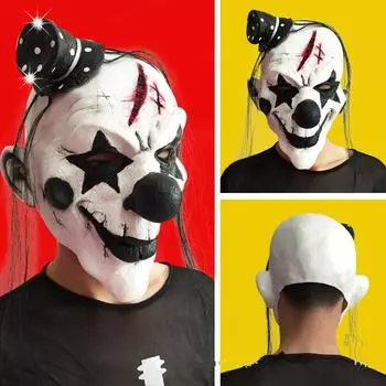 Хэллоуин Ужасы Головные Уборы Латексная Маска Демон Клоун Лицо Хэллоуин Косплей Вечеринка Взрослый Реквизит Демона Страшное Лицо Крышка
