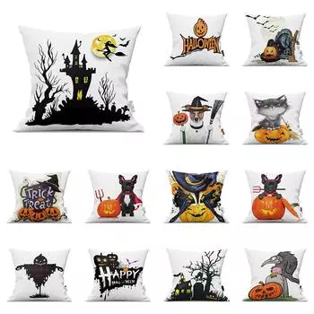 Хэллоуин Ужасы Тыква Забавный собачий принт с рисунком Чехлы для подушек для дома Гостиная Украшение дивана Квадратная наволочка 40X40CM