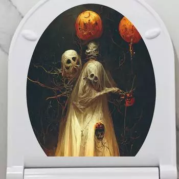 Хэллоуин Ужасы Украшение Наклейка Туалет Туалет Туалет Наклейка Ванная Комната Самоклеящаяся Водонепроницаемая Наклейка кукурузный