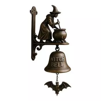 Хэллоуин Ведьма Колокольчик Винтажный Металлический Приветственный Дверной Звонок Колокольчик Лавочника Дом Офис Входная Дверь Настенный Декоративный Колокольчик A