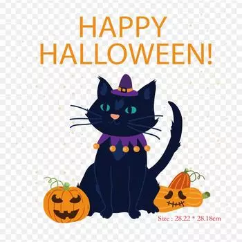Хэллоуин Ведьма Кошка Кошка Колдовство Термоперенос Печать Виниловые Заплатки Наклейки для Одежды Аппликации Сделай Сам Моющиеся Заплатки