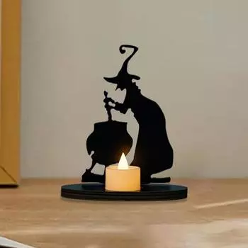 Хэллоуин Ведьма Орнамент Страшная Старая Ведьма Настольный Деревянный Орнамент Хэллоуин Вечеринка Подсвечник Орнамент Хэллоуин Подарок чёрный
