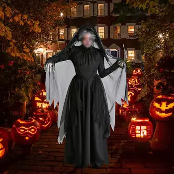Хэллоуин Ведьма Платье Плащ Страшные Женские Костюмы Для Сценического Шоу