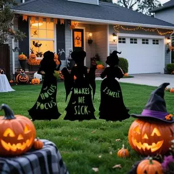Хэллоуин Ведьма Размещение Карточек, Оформление Двора, Реквизит, Кованое Железо Размещение Карточек, Праздничное Украшение 3шт One Size