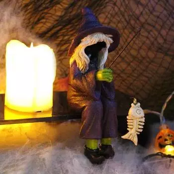 Хэллоуин Ведьма Скелет Рыбалка Статуя Садовые украшения Креативная Водонепроницаемая Смола для Открытого Патио