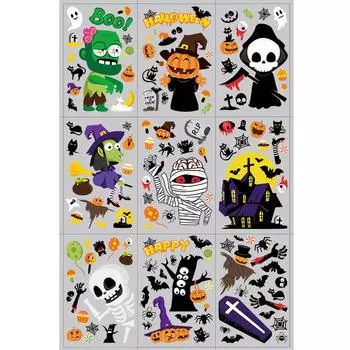 Хэллоуин Ведьма Тыква Летучая Мышь Страшное Окно Наклейка На Стену Забавные Крытый Декор Наклейки Дома