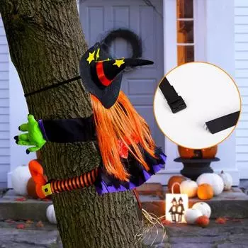 Хэллоуин Ведьма Украшение Большая Ведьма, Врезающаяся в Дерево Фигурка Реалистичная Наружная Летающая