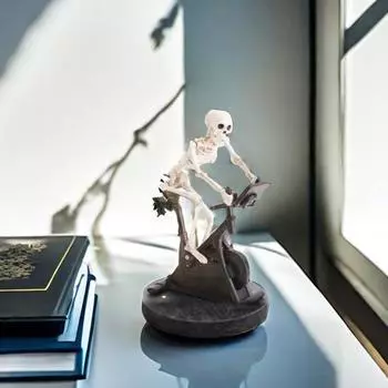 Хэллоуин Велотренажер Скелет Фигурка Смола Велосипед Фитнес Велосипед Череп Статуя Скульптура Домашний Офис Книжная Полка Украшение Рабочего Стола Орнамент черный белый
