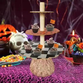 Хэллоуин Веник Подставка для кексов 3-х ярусная Змея Чаша Торт Десерт Держатель для кондитерских изделий Многоуровневый поднос для резки Стойка для выставки товаров Башня Украшение Фестиваль Праздничные принадлежности Round