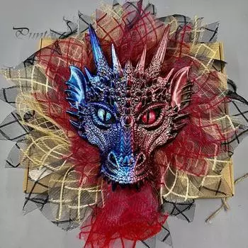 Хэллоуин Венок Таинственный Дракон Дизайн Дверь Висит Гирлянда Хэллоуин Тема Украшения Праздничная Атмосфера Опора красный