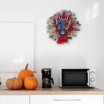 Хэллоуин Венок Таинственный Дракон Дизайн Дверь Висит Гирлянда Хэллоуин Тема Украшения Праздничная Атмосфера Опора красный