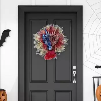 Хэллоуин Венок Таинственный Дракон Дизайн Дверь Висит Гирлянда Хэллоуин Тема Украшения Праздничная Атмосфера Опора