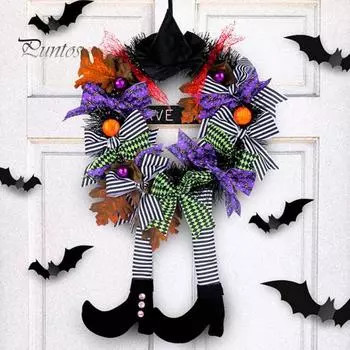 Хэллоуин Венок Украшение Шляпа Ведьмы Длинная Гирлянда На Ноге Висит Подвеска Декор Двери Хэллоуин Украшение Входной Двери разноцветный