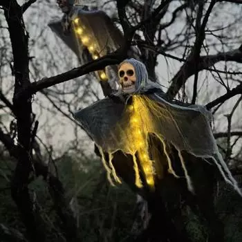 Хэллоуин Висячие Мрачные Жнецы со светодиодной подсветкой Жуткий Открытый Декор Скелет Летающие Призраки Дом с Привидениями Реквизит Товары для Хэллоуина чёрный