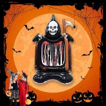 Хэллоуин Воздушный шар Забавный Страшный Скелет Дом Форма Паук Ведьма Призрачная Тыква Многоразовый Герметичный Алюминий оранжевый