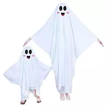 Хэллоуин Взрослый Ребенок Зомби Ужас Смерть Призрак Костюм Плащ Косплей Маскарадный Костюм Вечеринка Кино Ролевая Игра Белые Костюмы Плащ C