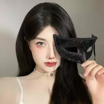 Хэллоуин вечеринка шаблон полумаска для лица взрослая принцесса высокого класса танец косплей темный ветер маска реквизит Black lace half face mask
