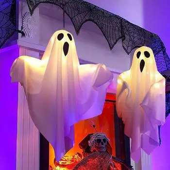 Хэллоуин вечеринка светодиодный светящийся призрачный свет домашний интерьер наружные украшения принадлежности 2024 дом с привидениями бар подвесной ужас реквизит белый
